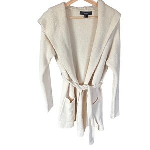 🤍🤍Forever 21 Cream Hooded Cardigan with Belt